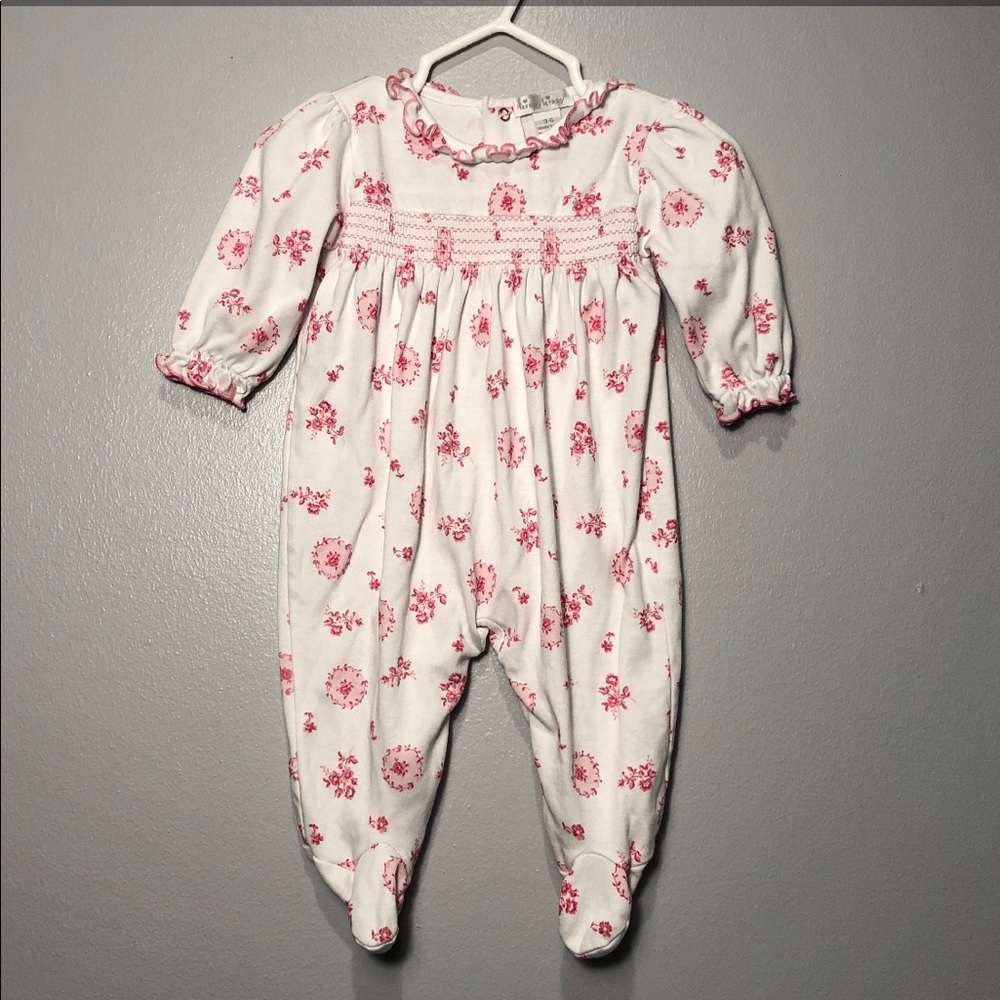 Kissy Kissy Flower Smocked Footie 3/6m